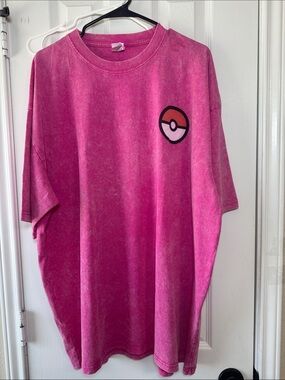 Custom Pink Graphic T-Shirt with Pokeball Accent